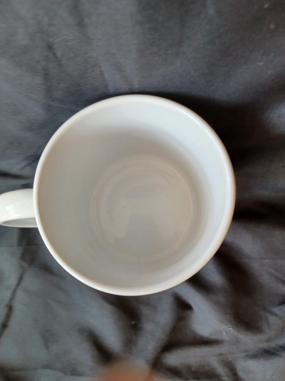 White Mug with Bold Black and Red Text